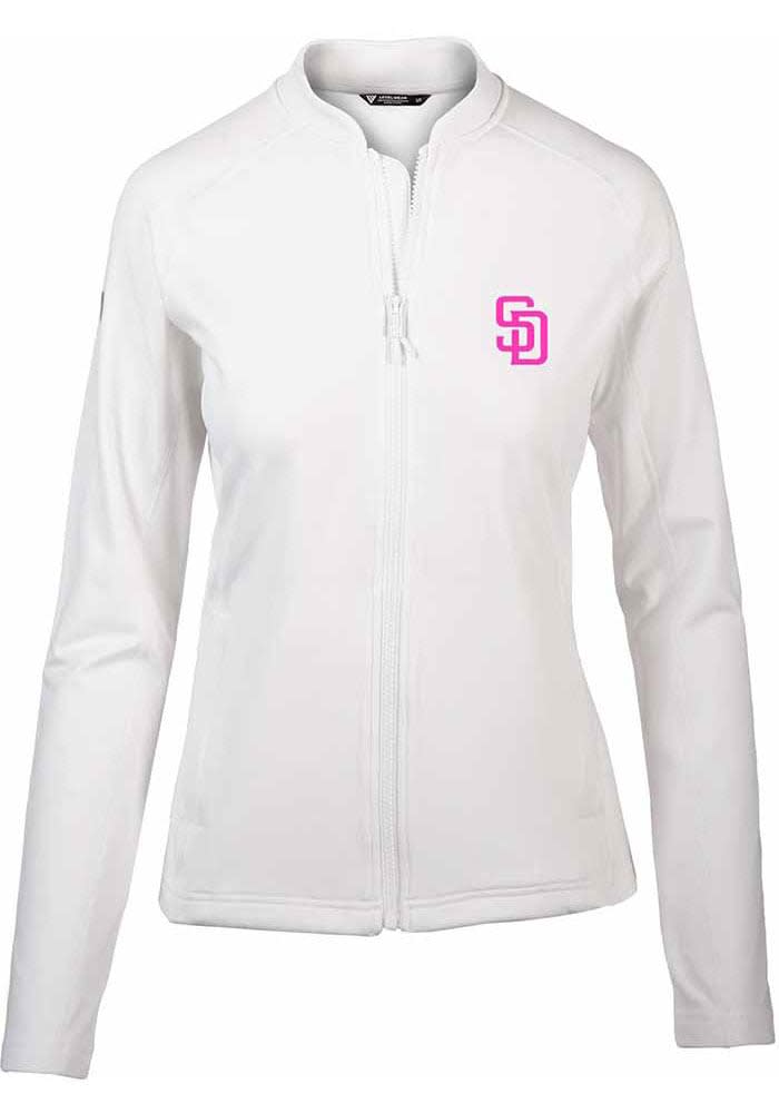 Levelwear San Diego Padres Women's White City Connect Ezra Long Sleeve Track Jacket, White, 88% Polyester / 12% SPANDEX, Size L, Rally House