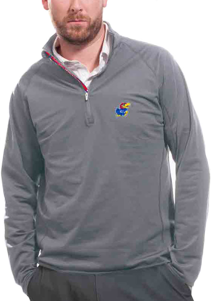 Levelwear Kansas Jayhawks Mens Charcoal Metro Long Sleeve 1/4 Zip Pullover