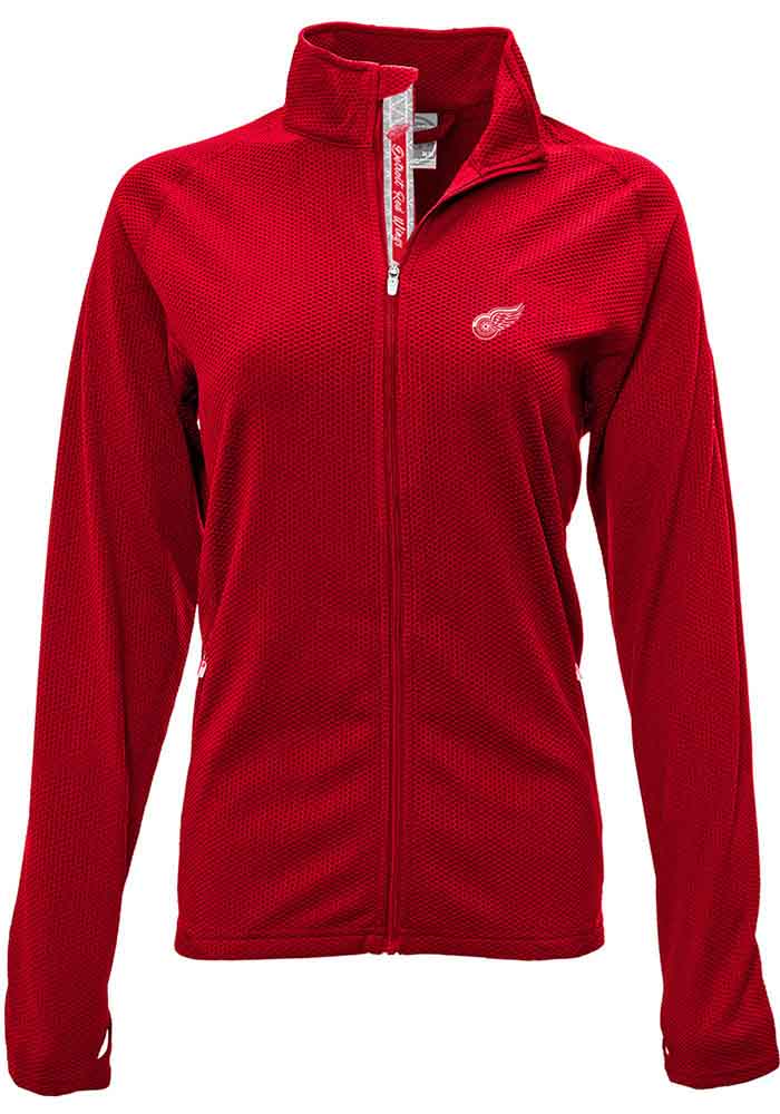 Levelwear Detroit Red Wings Womens Red Progression Aztext Script Long Sleeve Full Zip Jacket