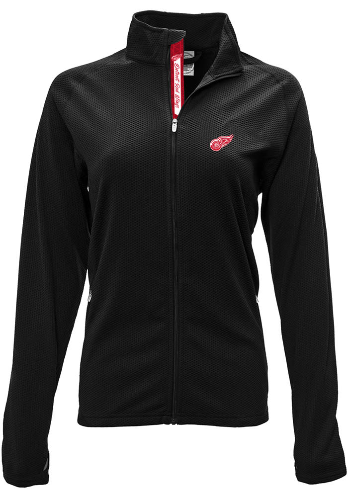 Levelwear Detroit Red Wings Womens Black Progression Aztext Script Long Sleeve Full Zip Jacket