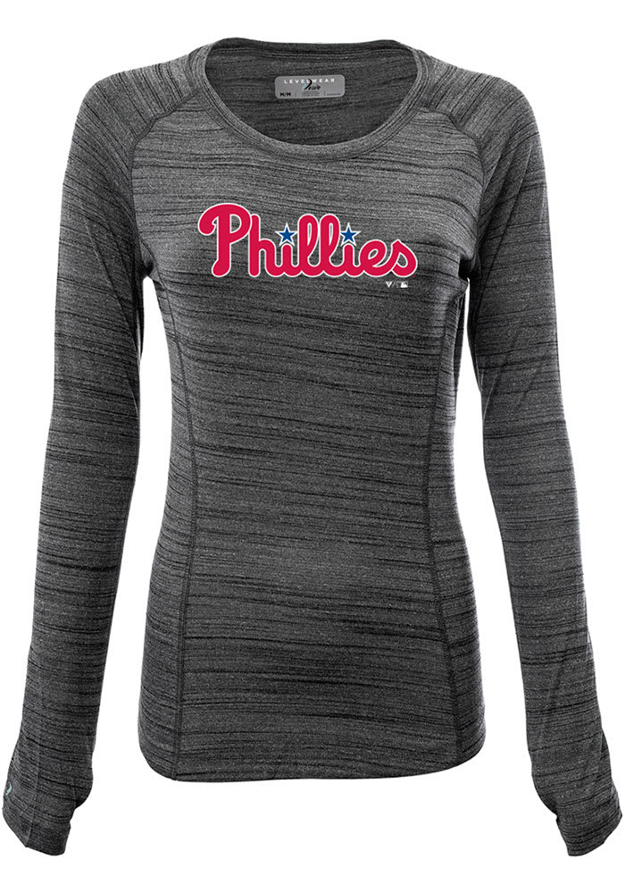 Levelwear Philadelphia Phillies Womens Grey Paris Long Sleeve T-Shirt