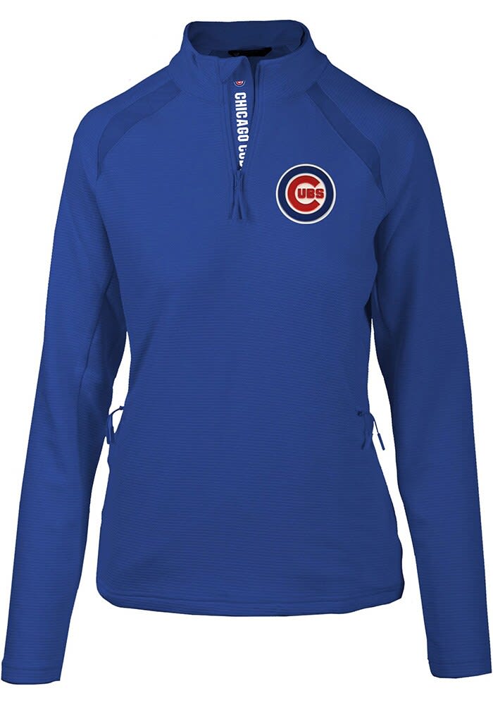 Chicago Cubs Levelwear Womens Blue Hadley Long Sleeve Qtr Zip