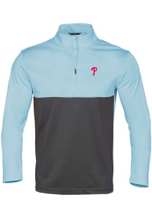 Levelwear Philadelphia Phillies Mens Light Blue Roster Pursue Long Sleeve 1/4 Zip Pullover