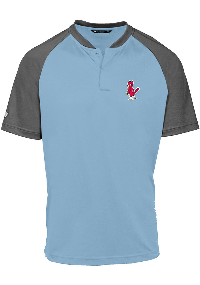 Levelwear St Louis Cardinals Mens Light Blue TRACKER Short Sleeve Polo