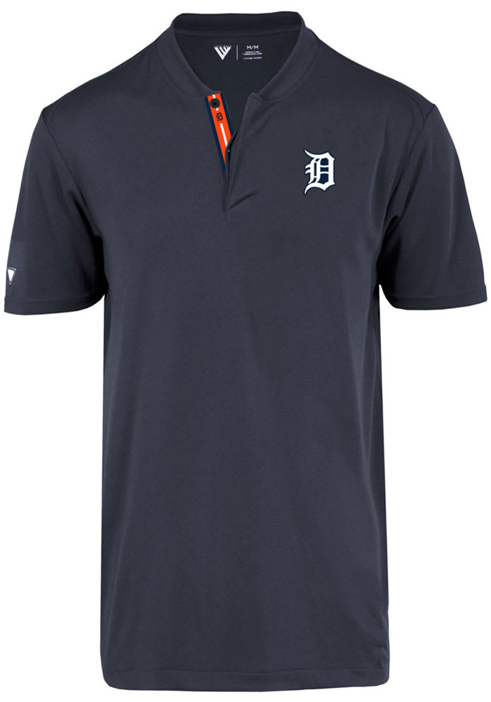 Levelwear Detroit Tigers Mens Navy Blue Spark Overlap Short Sleeve Polo