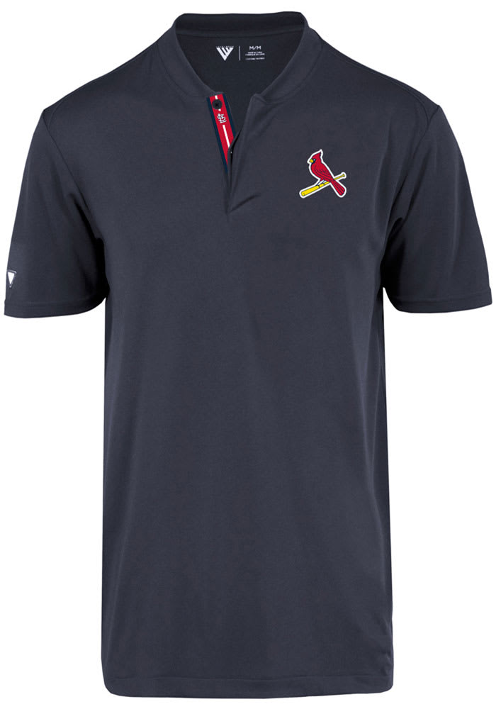Levelwear St Louis Cardinals Mens Navy Blue Spark Overlap Short Sleeve Polo