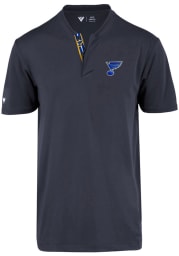 Levelwear St Louis Blues Mens Navy Blue Spark Overlap Short Sleeve Polo