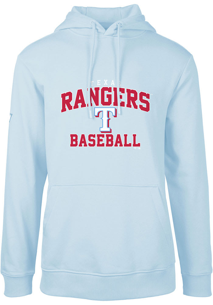 Men's Antigua Light Blue Texas Rangers Victory Pullover Team Logo Hoodie Size: Medium