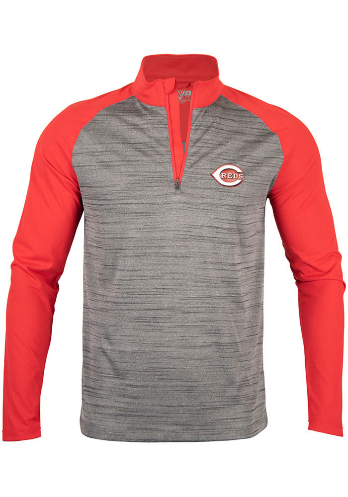 Levelwear Cincinnati Reds Mens Charcoal Vandal Long Sleeve 1/4 Zip Pullover
