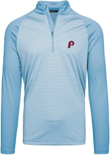 Levelwear Philadelphia Phillies Mens Light Blue Charter Long Sleeve 1/4 Zip Pullover