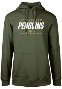 Levelwear Pittsburgh Penguins Mens Olive Podium Turnover Long Sleeve Hoodie