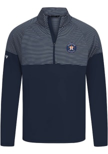 Levelwear Houston Astros Mens Navy Blue Classic Stripes Long Sleeve Qtr Zip Pullover