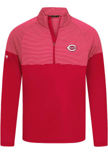 Levelwear Cincinnati Reds Mens Red Classic Stripes Long Sleeve Qtr Zip Pullover