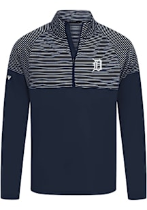 Levelwear Detroit Tigers Mens Navy Blue Classic Stripes Long Sleeve Qtr Zip Pullover