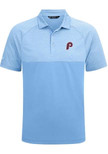 Levelwear Philadelphia Phillies Mens Light Blue Classic Stripes Short Sleeve Polo