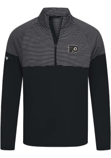 Levelwear Philadelphia Flyers Mens Black Classic Stripes Long Sleeve Qtr Zip Pullover