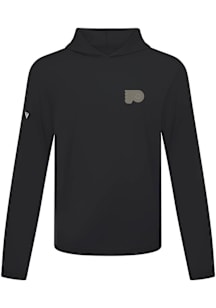 Levelwear Philadelphia Flyers Mens Black Metallic Logo Anthem Long Sleeve Lightweight Hoodie