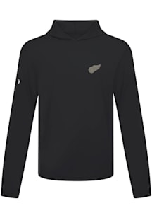 Levelwear Detroit Red Wings Mens Black Metallic Logo Anthem Long Sleeve Lightweight Hoodie