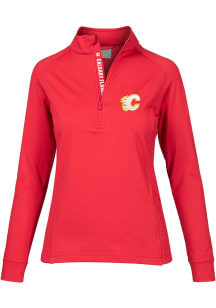 Levelwear Calgary Flames Womens Red Essence 1/4 Zip Pullover