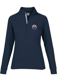 Levelwear Edmonton Oilers Womens Navy Blue Essence 1/4 Zip Pullover