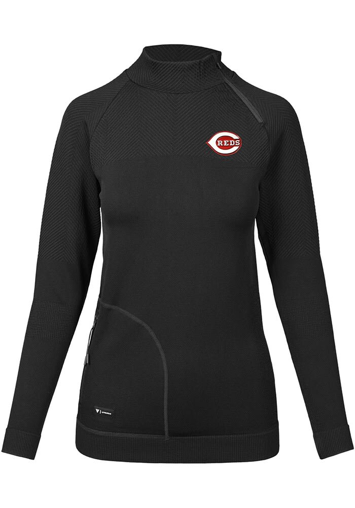 Levelwear Cincinnati Reds Black Draft Long Sleeve 1/4 Zip Pullover, Black, 100% POLYESTER, Size M, Rally House