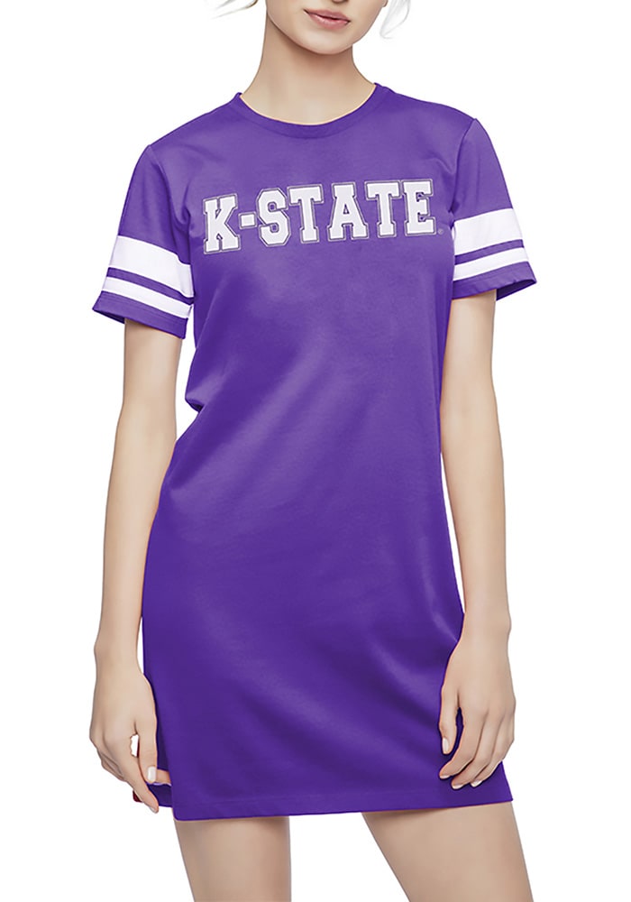 K-State Wildcats Womens Purple Jersey Stripe Short Sleeve Dress