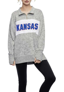 Kansas Jayhawks Womens Grey Cozy Fleece 1/4 Zip Pullover