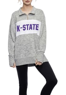 K-State Wildcats Womens Grey Cozy Fleece 1/4 Zip Pullover