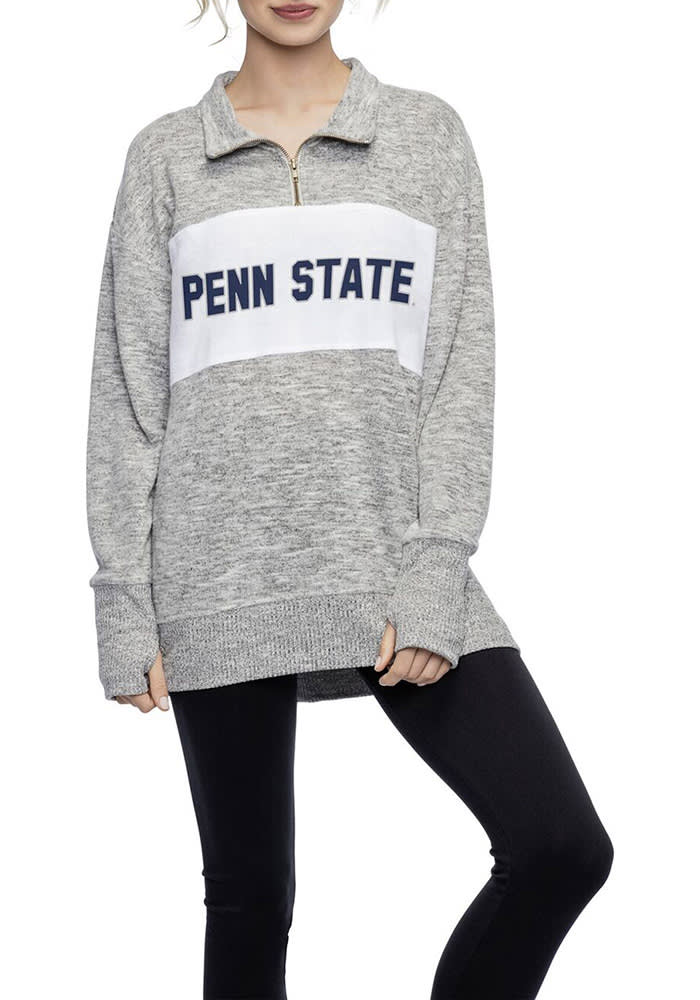 Penn State Nittany Lions Womens Grey Cozy Fleece 1/4 Zip Pullover