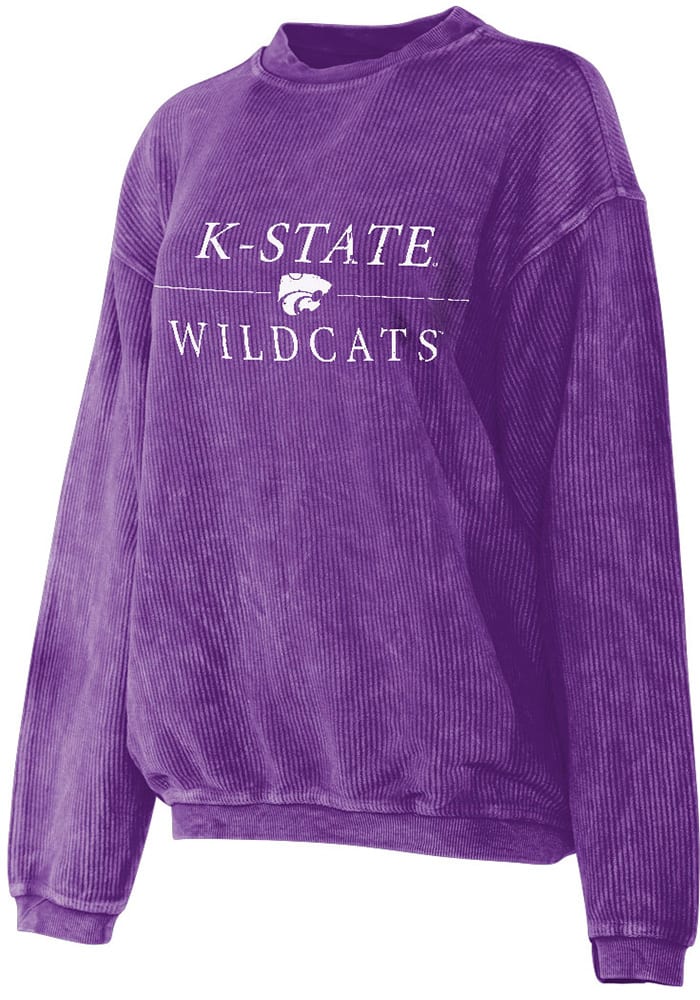 K-State Wildcats Womens Purple Corded Crew Sweatshirt