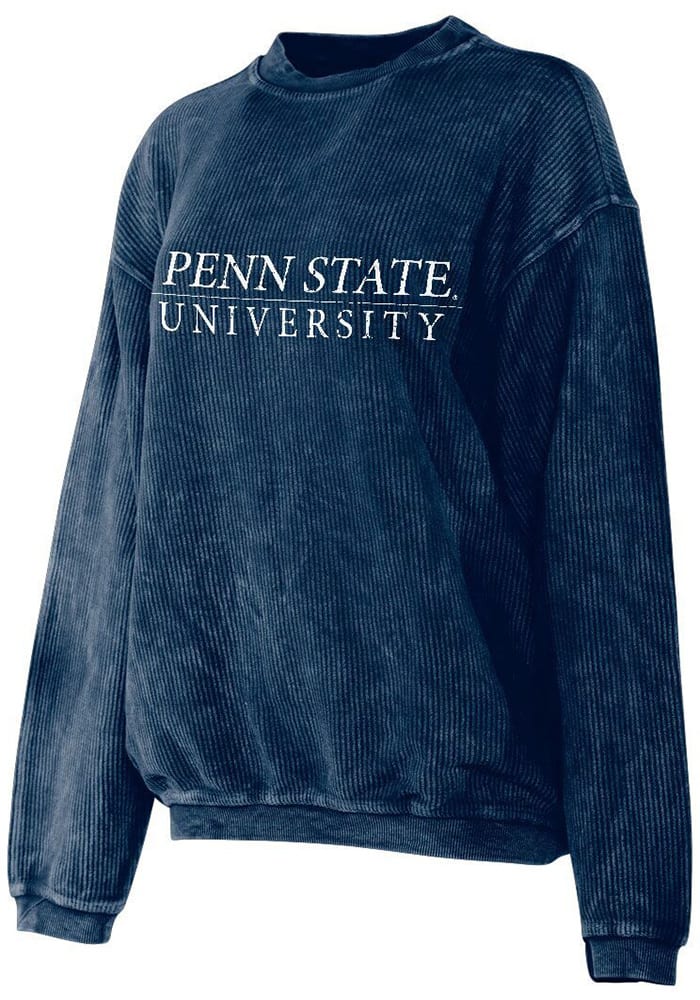 Penn State Nittany Lions Womens Navy Blue Corded Crew Sweatshirt