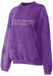 TCU Horned Frogs Womens Purple Corded Crew Sweatshirt