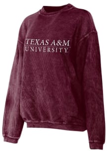 Texas A&amp;M Aggies Womens Maroon Corded Crew Sweatshirt