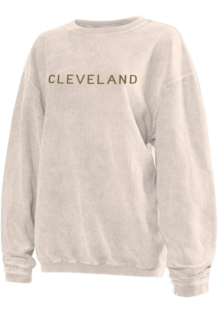 Cleveland Womens Natural Long Sleeve Corded Crew Sweatshirt