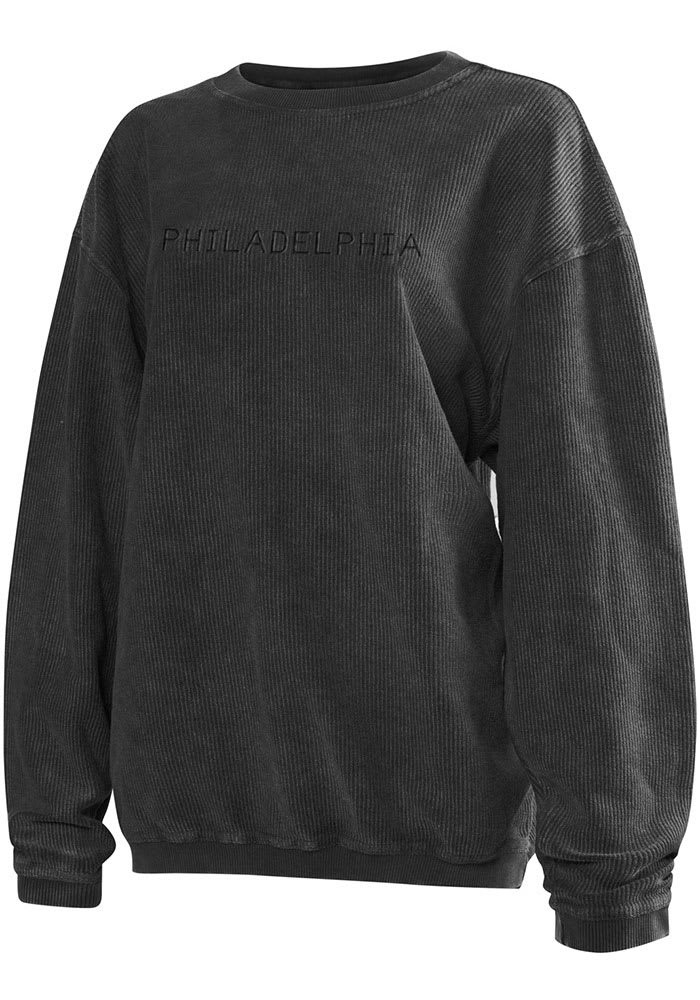 Philadelphia Womens Dark Grey Long Sleeve Corded Crew Sweatshirt