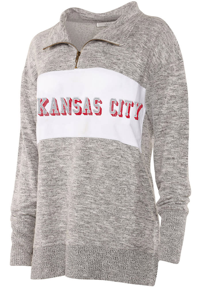 Kansas City Womens Grey Cozy Quarter Zip 1/4 Zip Pullover