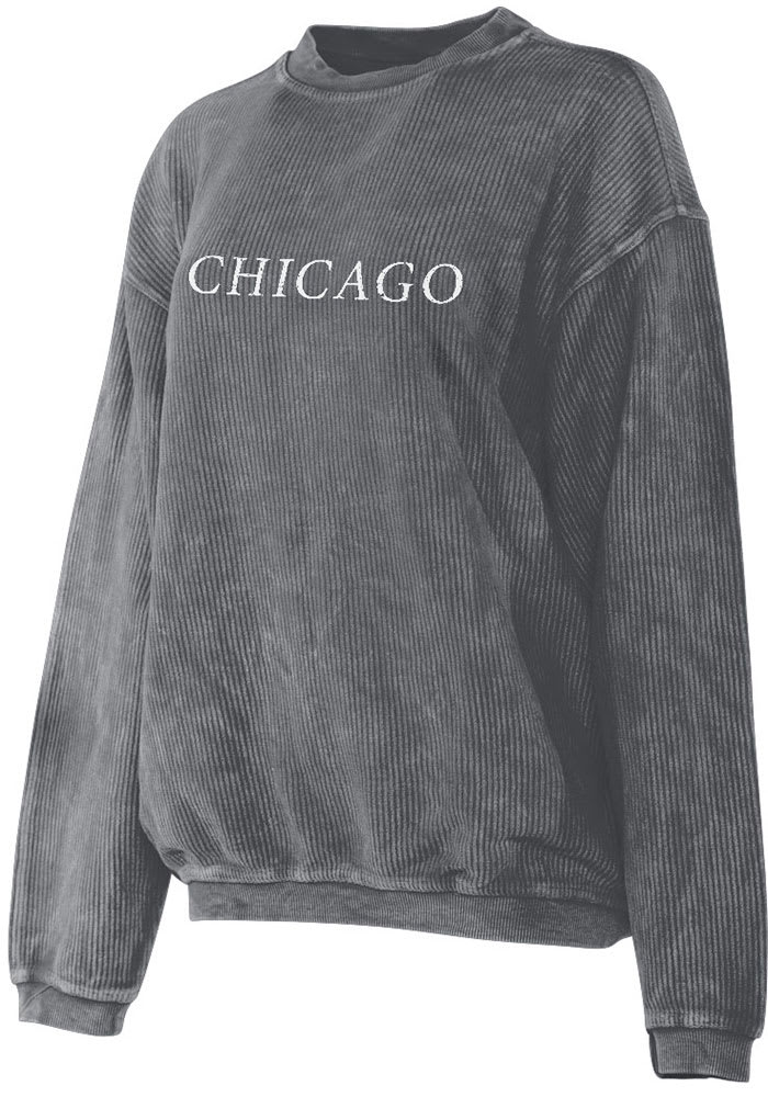 Chicago Womens Dark Charcoal Long Sleeve Corded Crew Sweatshirt