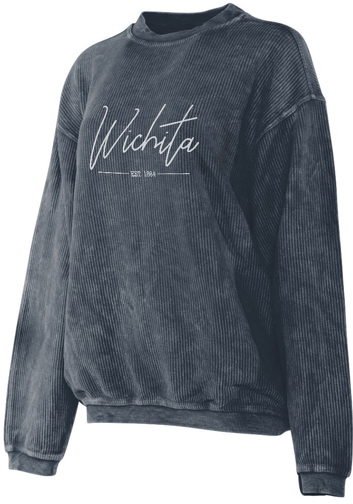 Wichita Womens Navy Script Long Sleeve Corded Crew Sweatshirt