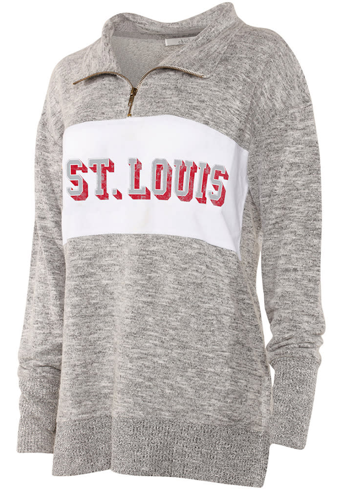 St Louis Womens Grey Cozy Quarter Zip 1/4 Zip Pullover