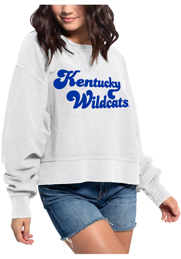 Kentucky Wildcats Womens White Corded Boxy Crew Sweatshirt