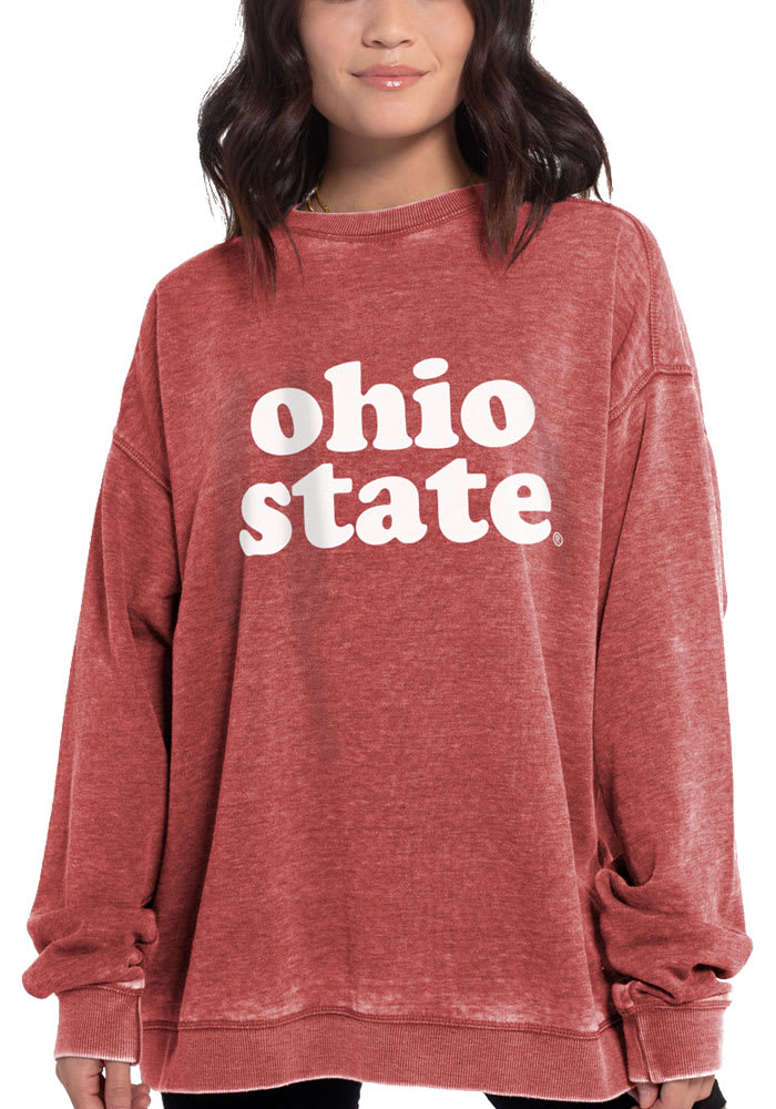 Ohio State Buckeyes Womens Red Campus Crew Sweatshirt