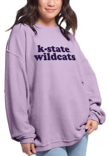 K-State Wildcats Womens Lavender Corded Crew Sweatshirt