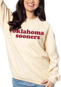 Oklahoma Sooners Womens Oatmeal Corded Crew Sweatshirt