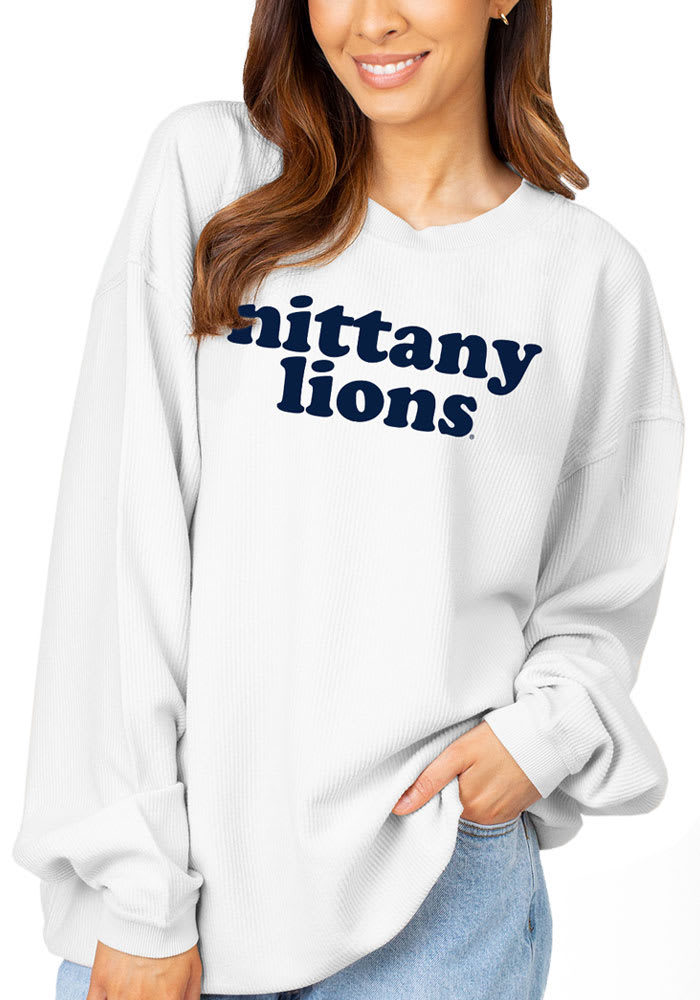 Penn State Nittany Lions Womens White Corded Crew Sweatshirt