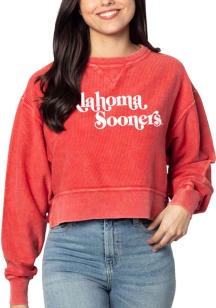 Oklahoma Sooners Womens Crimson Corded Boxy Crew Sweatshirt