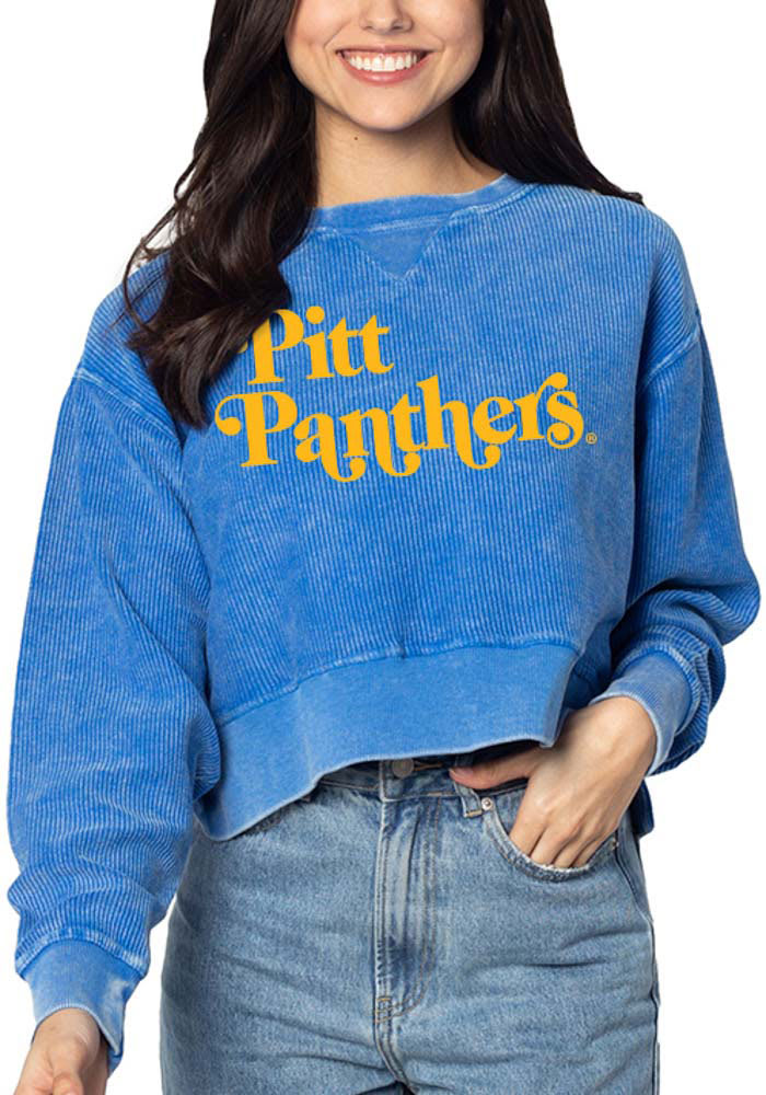 Pitt Panthers Womens Blue Corded Boxy Crew Sweatshirt