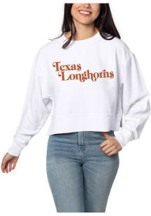 Texas Longhorns Womens White Corded Boxy Crew Sweatshirt