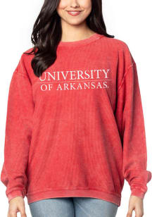 Arkansas Razorbacks Womens Crimson Corded Crew Sweatshirt