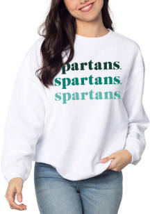 Michigan State Spartans Womens White Corded Crew Sweatshirt
