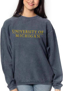 Womens Navy Blue Michigan Wolverines Corded Crew Sweatshirt